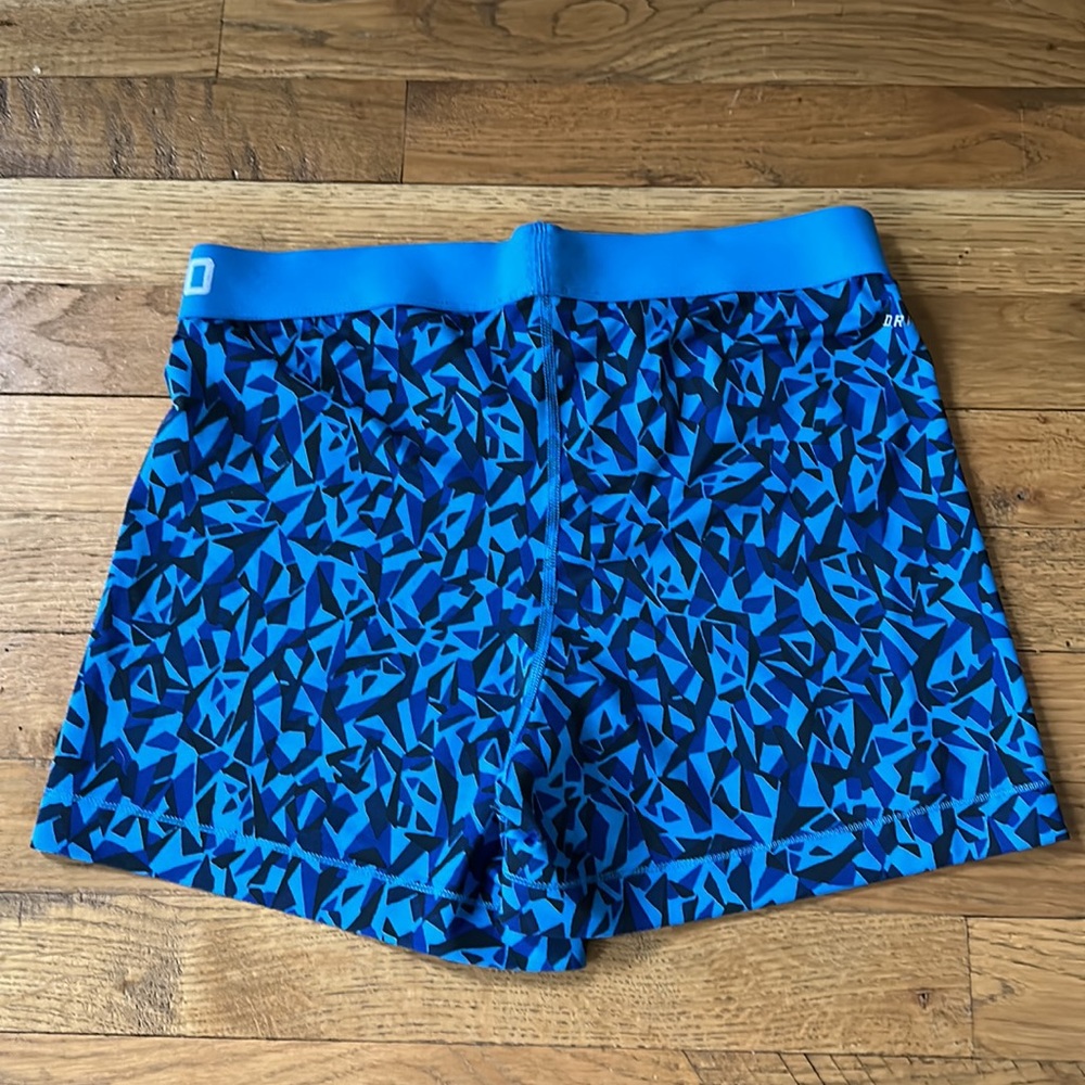 NIKE Bike Shorts Print Bright Blue Geometric Large - Picture 2 of 3